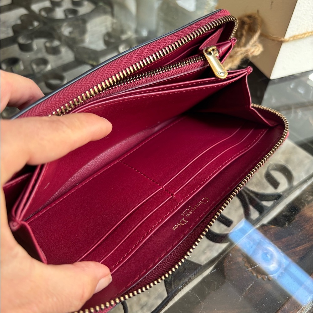 Rare! Christian Dior Leather Red long Wallet Gold iconic zippy wallet clean! - Picture 3 of 8